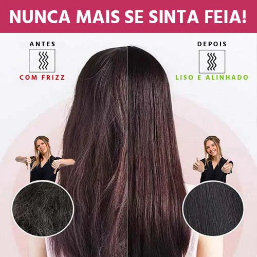 Escova Alisadora 5 em 1   Alisa, Seca, Hidrata, Modela e Anti-Frizz | Bivolt